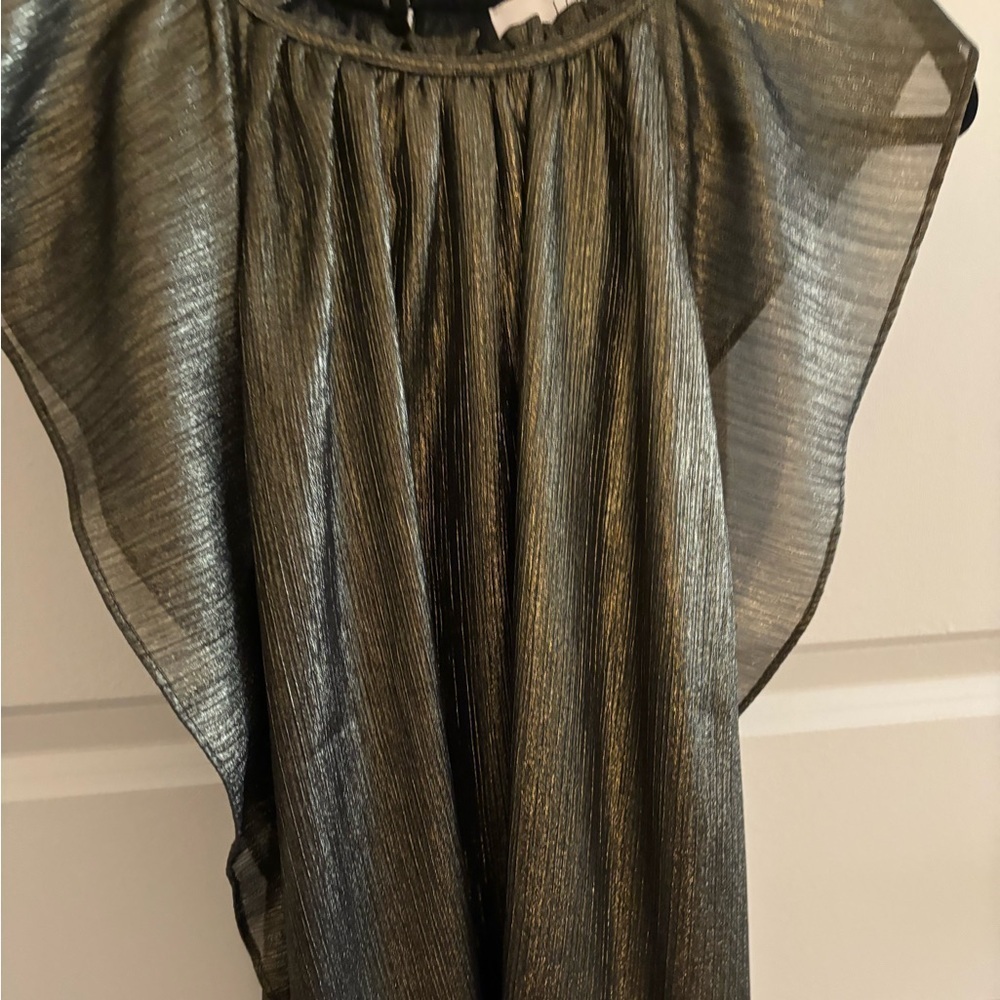 LOFT Shimmering Gold and Black Blouse